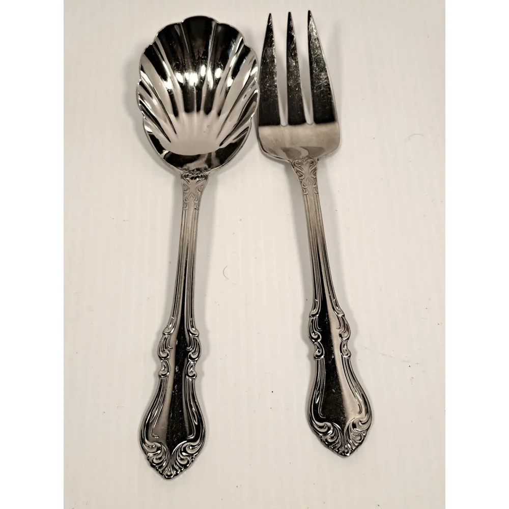 Reed & Barton Shubert 18/10 Stainless Serving Set 6pc Ladle Spoon Fork Server